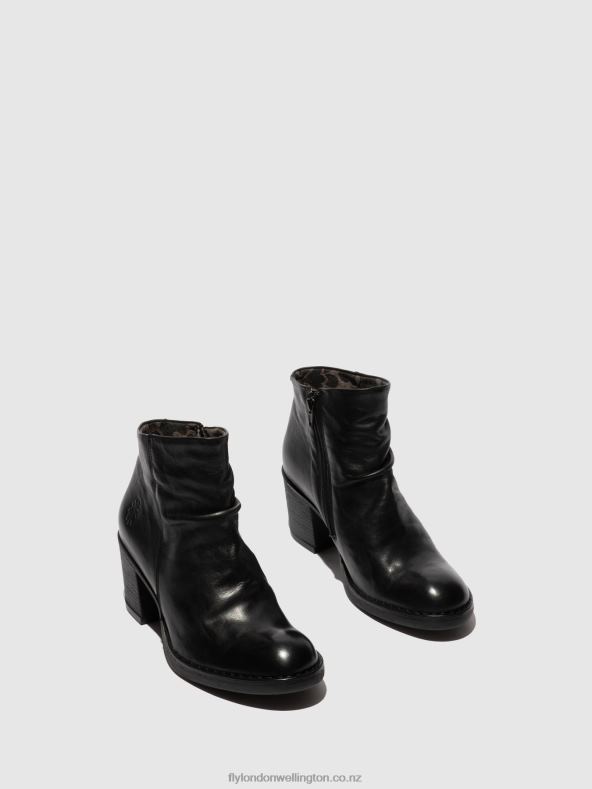 Women Fly London VERONA BLACK Zip Up Ankle Boots BELL061 0B6X4185
