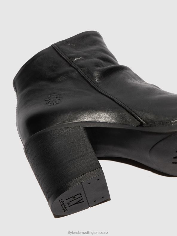 Women Fly London VERONA BLACK Zip Up Ankle Boots BELL061 0B6X4185
