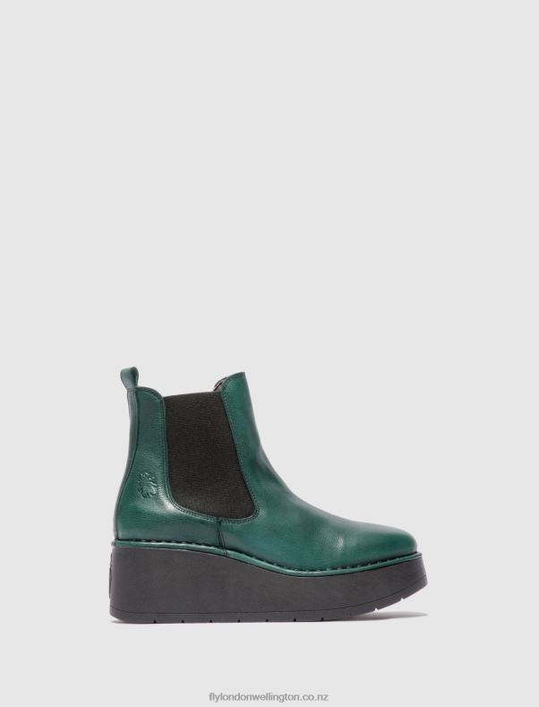 Women Fly London VERONA GREEN FOREST Chelsea Ankle Boots HAMA238 0B6X4226