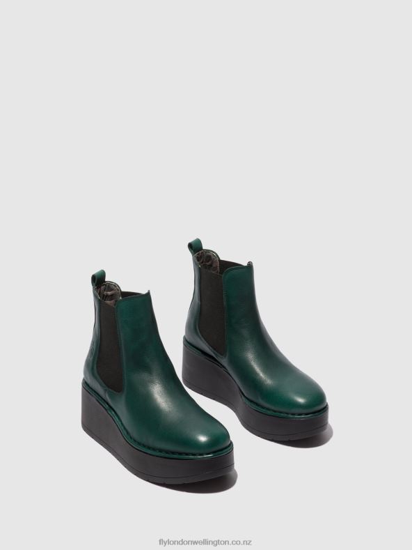 Women Fly London VERONA GREEN FOREST Chelsea Ankle Boots HAMA238 0B6X4226