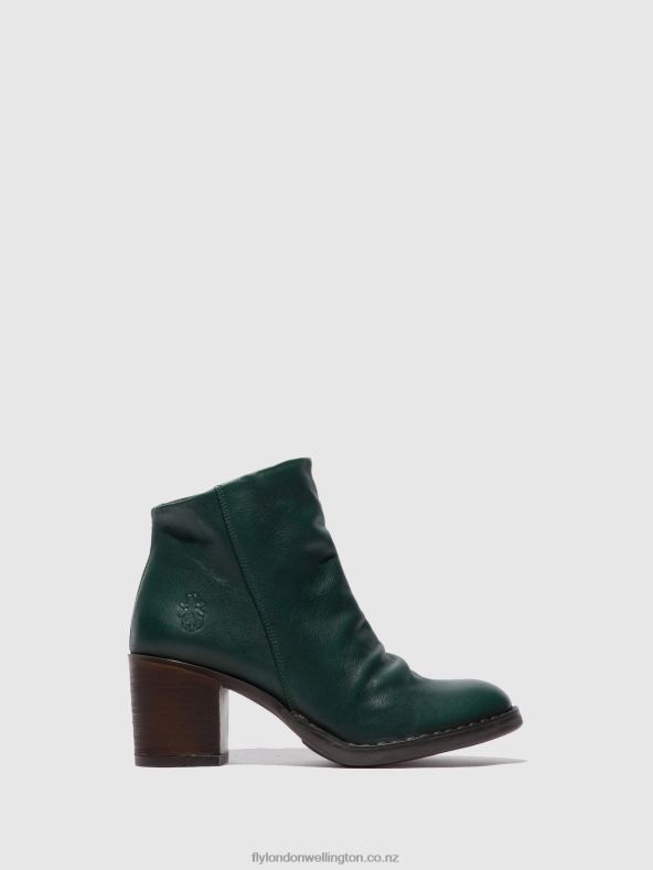 Women Fly London VERONA GREEN FOREST Zip Up Ankle Boots BELL061 0B6X4186