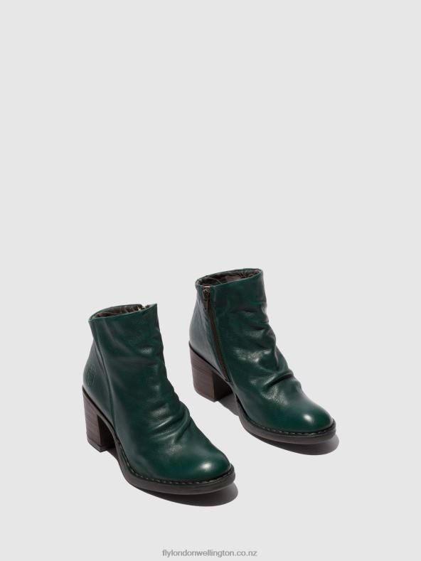 Women Fly London VERONA GREEN FOREST Zip Up Ankle Boots BELL061 0B6X4186