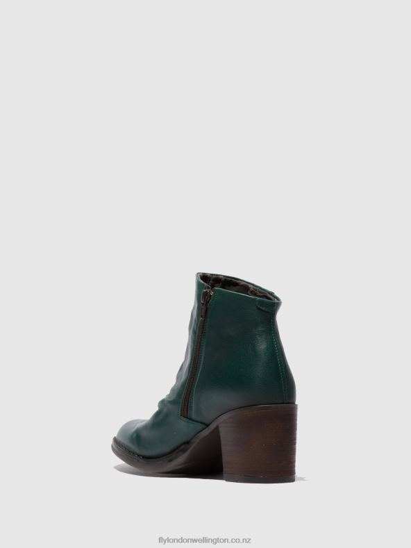 Women Fly London VERONA GREEN FOREST Zip Up Ankle Boots BELL061 0B6X4186