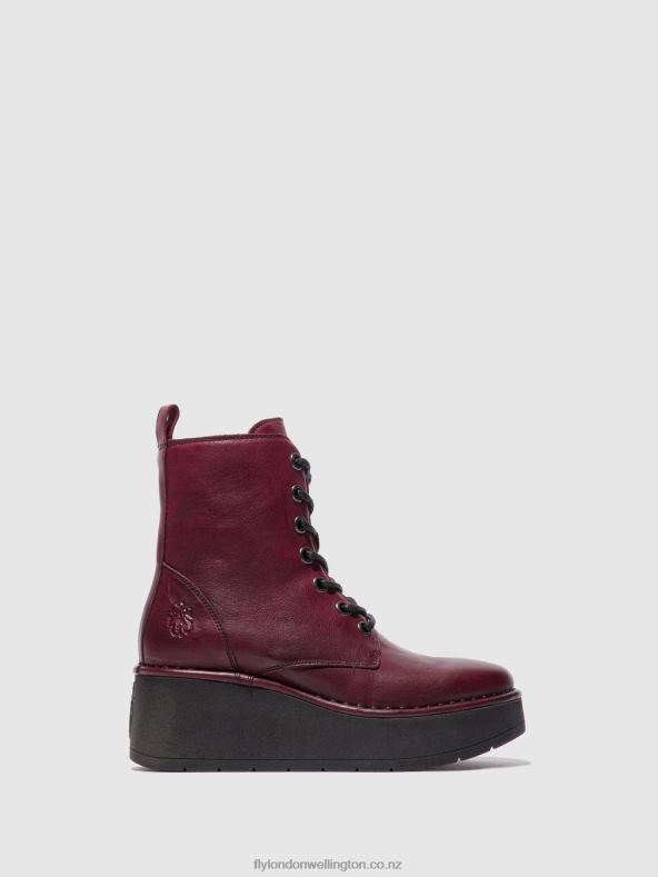 Women Fly London VERONA WINE Lace-up Ankle Boots HEPE239 0B6X4201