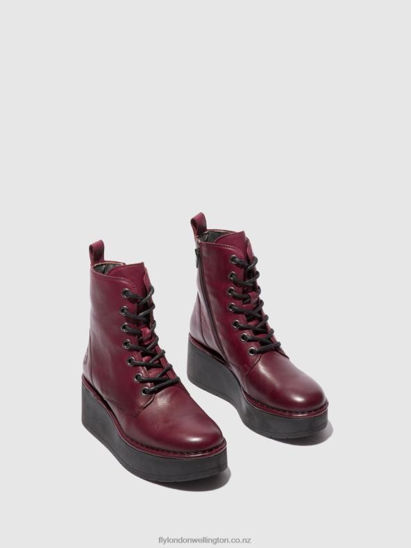 Women Fly London VERONA WINE Lace-up Ankle Boots HEPE239 0B6X4201