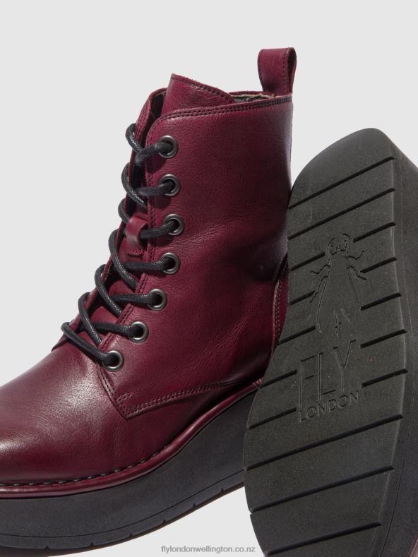 Women Fly London VERONA WINE Lace-up Ankle Boots HEPE239 0B6X4201