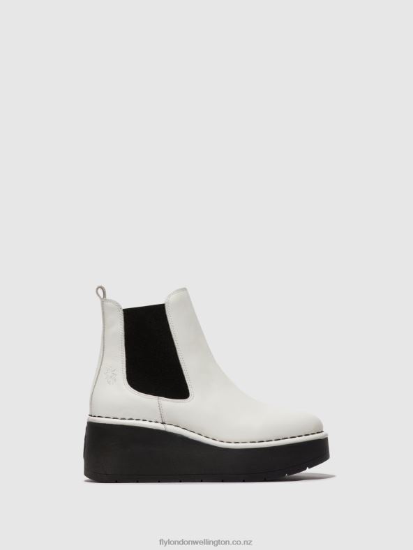 Women Fly London WHITE Chelsea Ankle Boots HAMA238 0B6X4140
