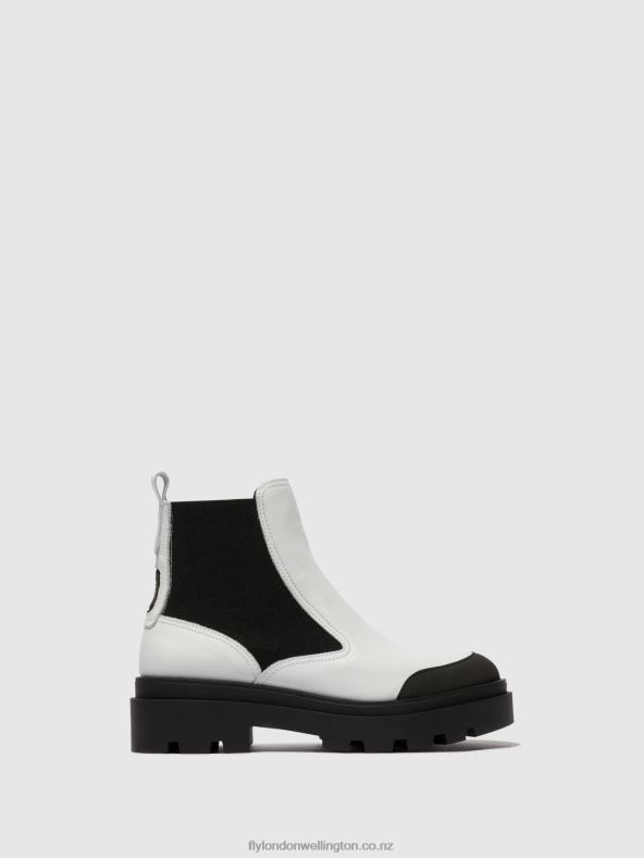 Women Fly London WHITE Chelsea Ankle Boots JEBA879 0B6X4134