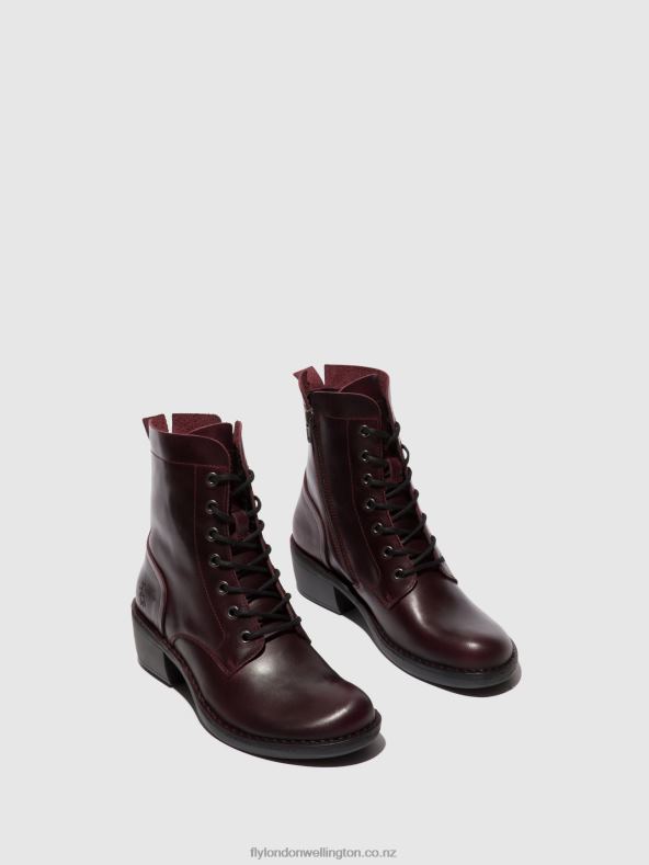 Women Fly London WINE Lace-up Ankle Boots MILU044 0B6X4100