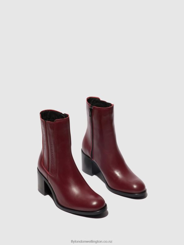 Women Fly London WINE Zip Up Ankle Boots AMEL913 0B6X472
