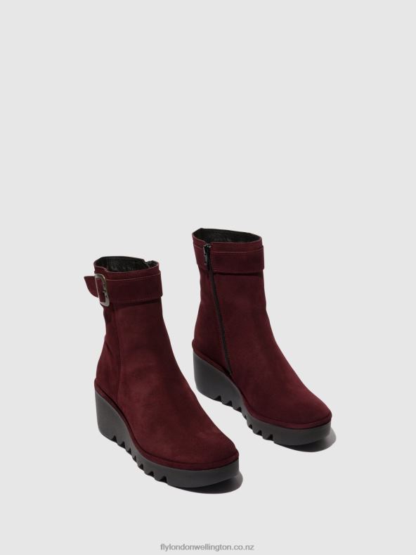 Women Fly London WINE Zip Up Ankle Boots BEPP396 0B6X462