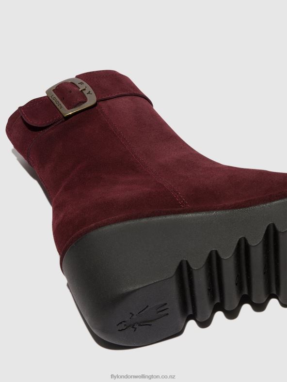 Women Fly London WINE Zip Up Ankle Boots BEPP396 0B6X462
