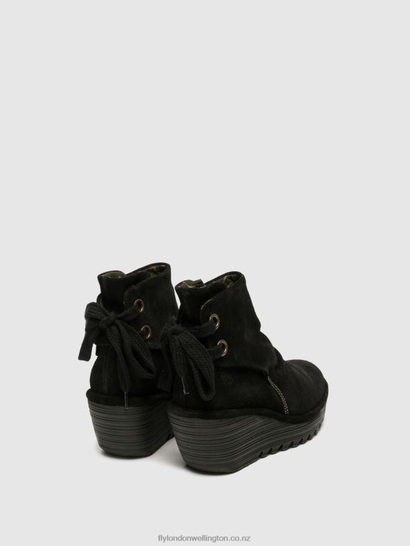 Women Fly London YAMA SUEDE BLACK Wedge Ankle Boots 0B6X417