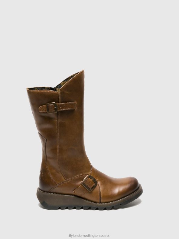 Women Fly London CAMEL Buckle Boots MES 2 0B6X4346