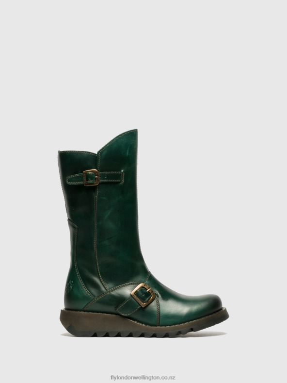 Women Fly London PETROL Buckle Boots MES 2 0B6X4350