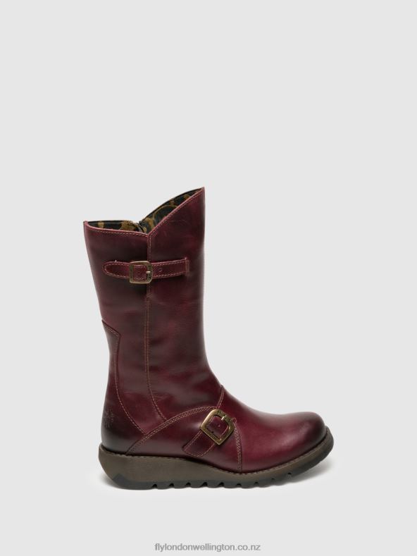 Women Fly London PURPLE Buckle Boots MES 2 0B6X4349
