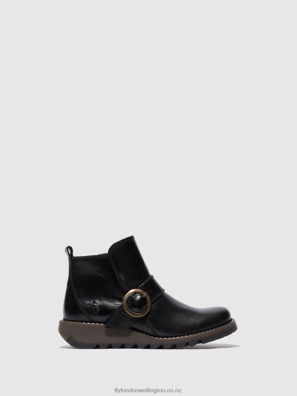 Women Fly London RUG BLACK Buckle Boots SIAS812 0B6X4337