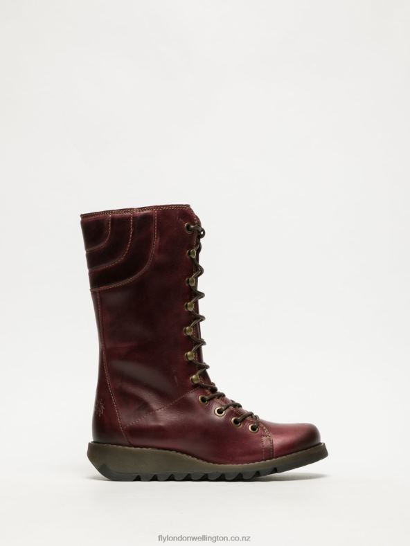 Women Fly London DarkRed Lace-up Boots 0B6X4289