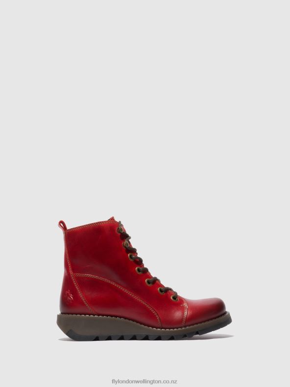 Women Fly London RUG RED Lace-up Boots SORE813 0B6X4329