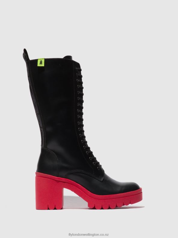 Women Fly London TUNDER BLACK (RED SOLE) Lace-up Boots TALY884 0B6X4315