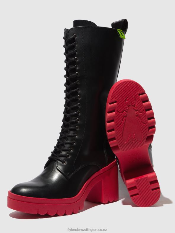 Women Fly London TUNDER BLACK (RED SOLE) Lace-up Boots TALY884 0B6X4315