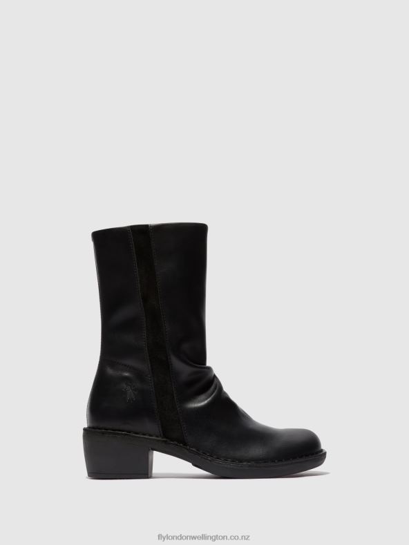 Women Fly London BLACK/BLACK Zip Up Boots MECY092 0B6X4299