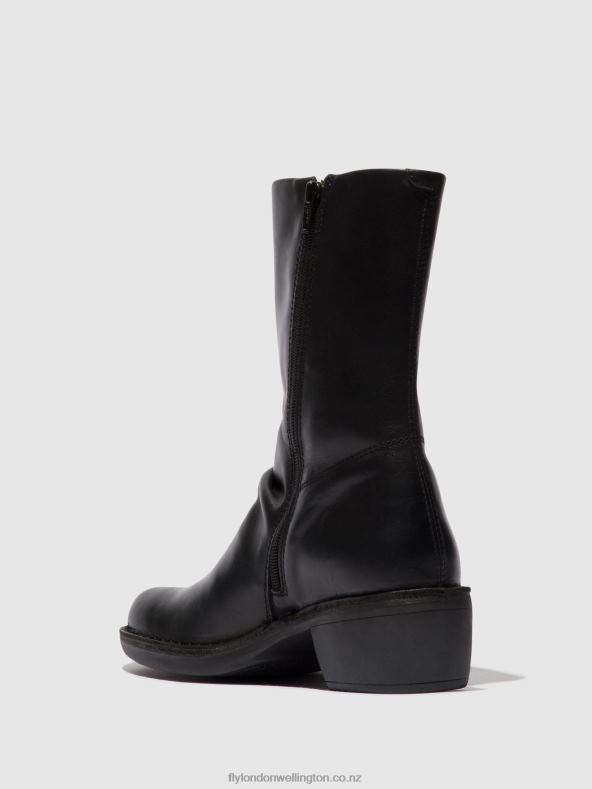 Women Fly London BLACK/BLACK Zip Up Boots MECY092 0B6X4299