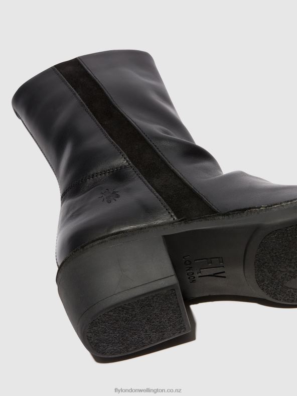 Women Fly London BLACK/BLACK Zip Up Boots MECY092 0B6X4299