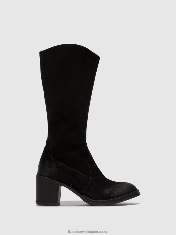 Women Fly London BLACK Zip Up Boots BALO096 0B6X4304