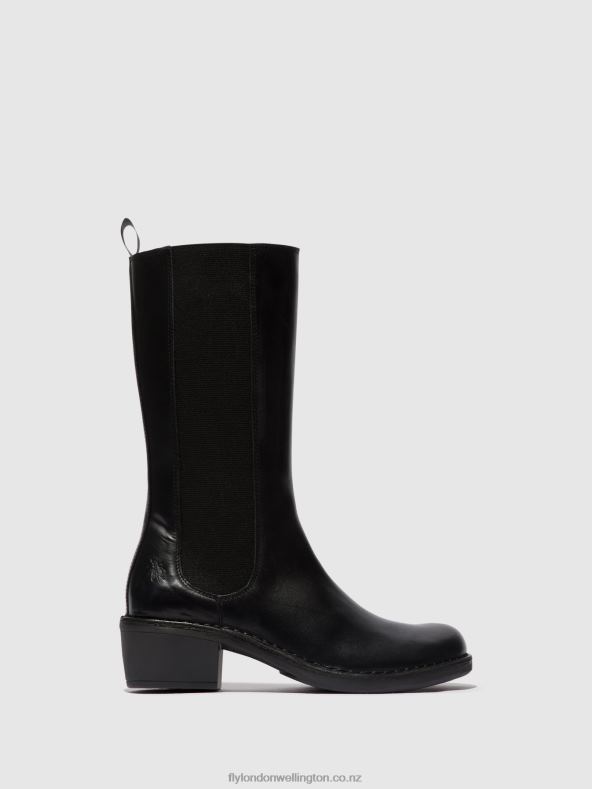 Women Fly London BLACK Zip Up Boots MADA081 0B6X4307