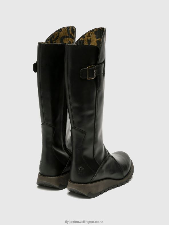 Women Fly London BLACK Zip Up Boots MOL 2 0B6X4353