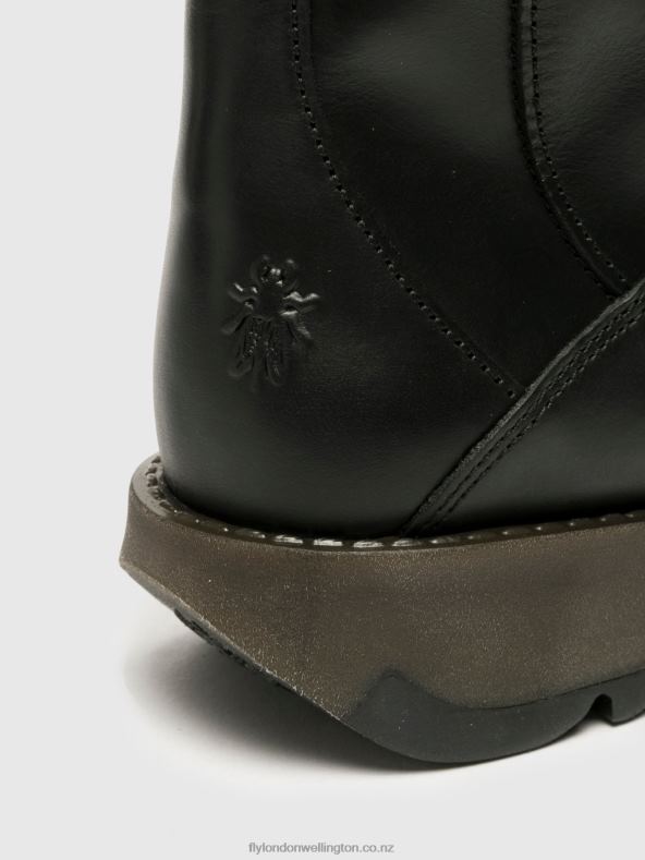 Women Fly London BLACK Zip Up Boots MOL 2 0B6X4353