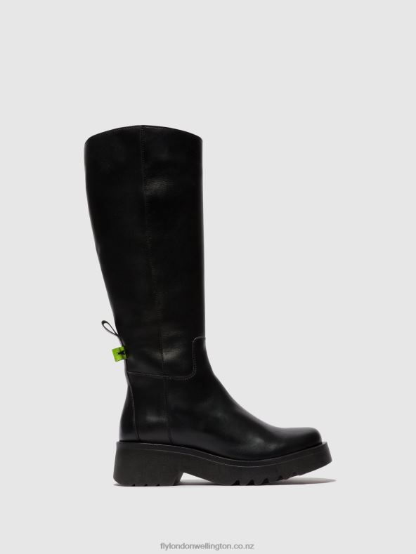 Women Fly London BLACK Zip Up Boots MYNT908 0B6X4302