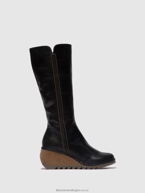Women Fly London BLACK Zip Up Boots NARY328 0B6X4287