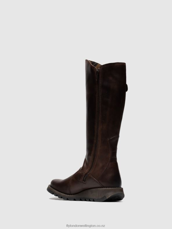 Women Fly London BROWN Zip Up Boots MOL 2 DK 0B6X4342