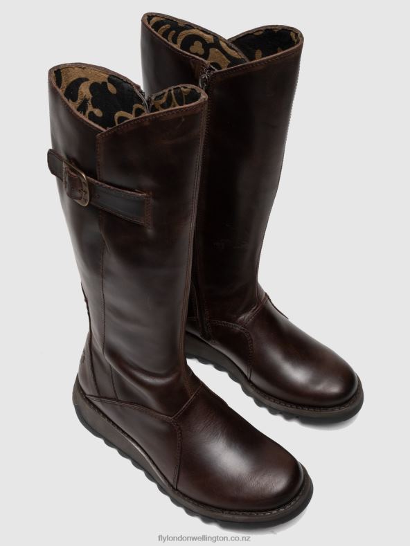 Women Fly London BROWN Zip Up Boots MOL 2 DK 0B6X4342