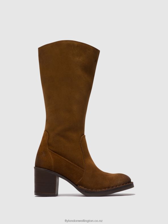 Women Fly London CAMEL Zip Up Boots BALO096 0B6X4305