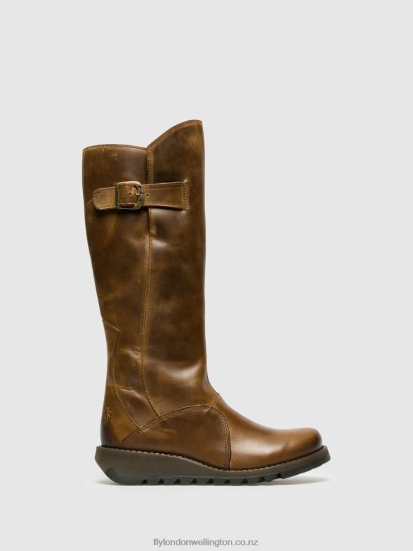 Women Fly London CAMEL Zip Up Boots MOL 2 0B6X4352