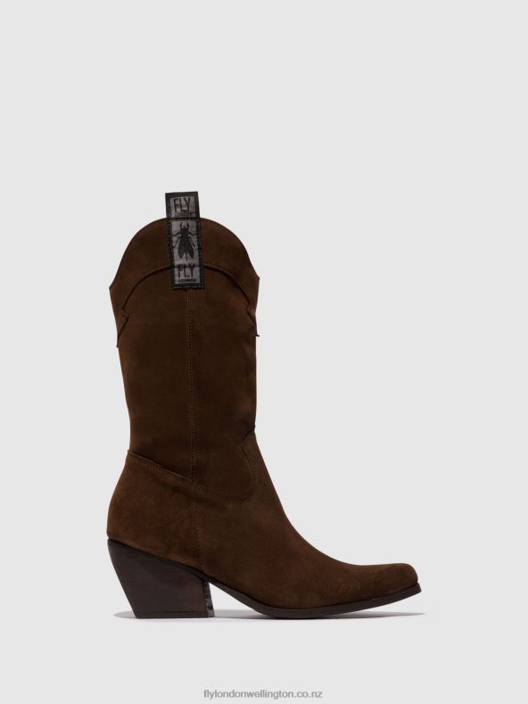 Women Fly London CHOCOLATE Zip Up Boots TEKE906 0B6X4293