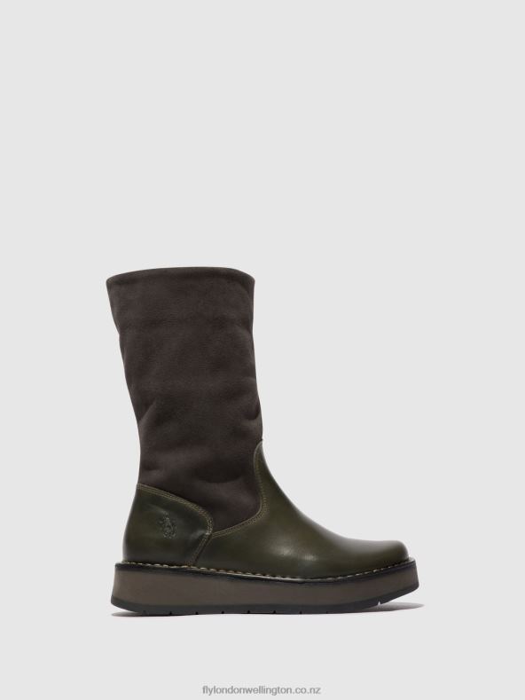 Women Fly London DIESEL (ROSE) Zip Up Boots RULA083 0B6X4298