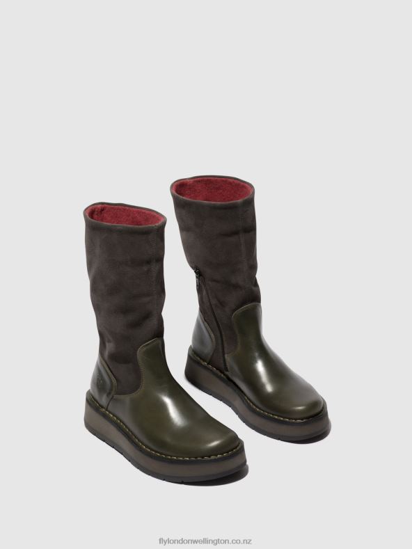 Women Fly London DIESEL (ROSE) Zip Up Boots RULA083 0B6X4298