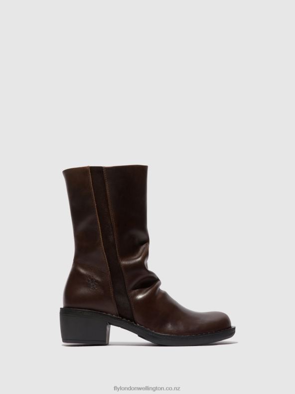 Women Fly London DK.BROWN/EXPRESSO Zip Up Boots MECY092 0B6X4301