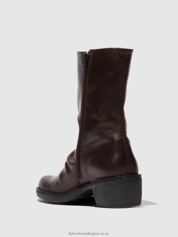 Women Fly London DK.BROWN/EXPRESSO Zip Up Boots MECY092 0B6X4301