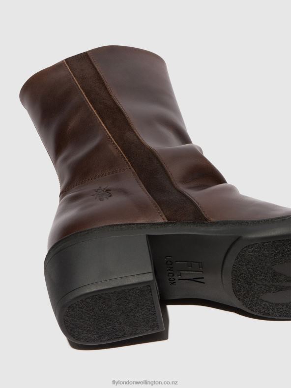 Women Fly London DK.BROWN/EXPRESSO Zip Up Boots MECY092 0B6X4301