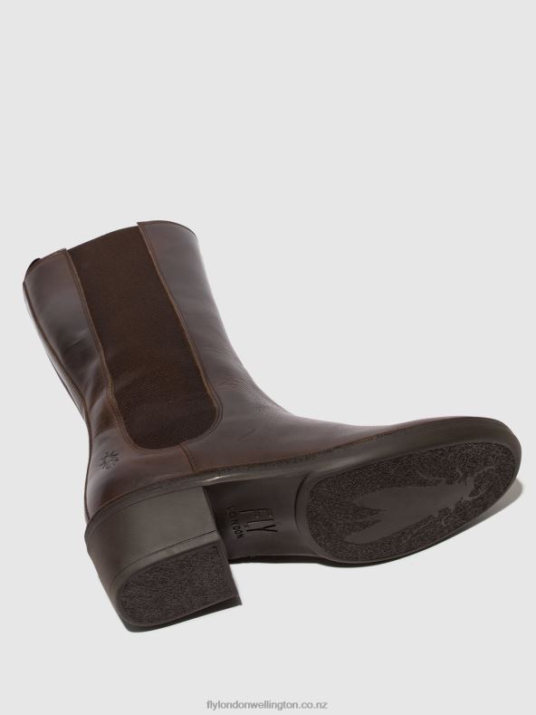 Women Fly London DK. BROWN Zip Up Boots MADA081 0B6X4303