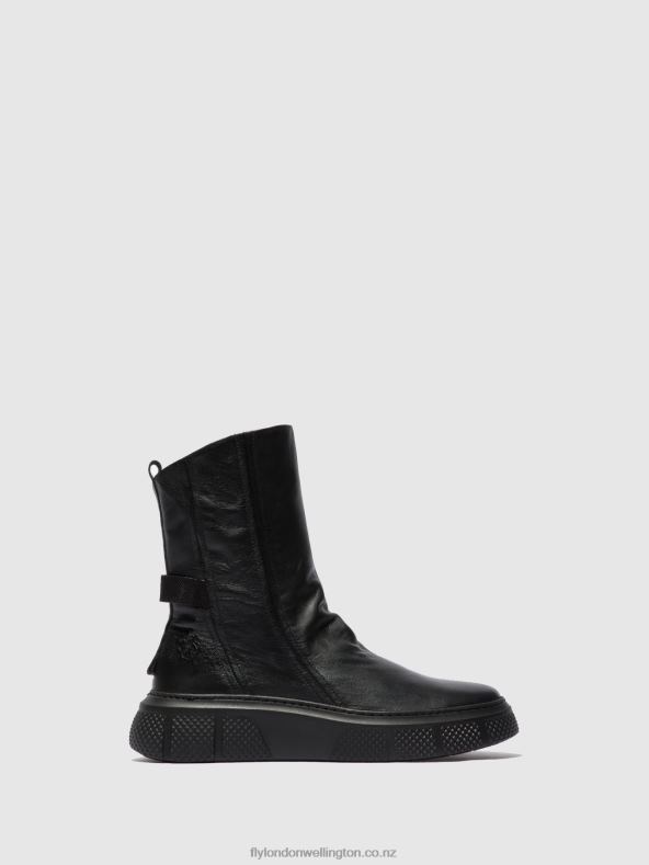 Women Fly London DUBLIN BLACK(BLACK SOLE) Zip Up Boots ESEN485 0B6X4325