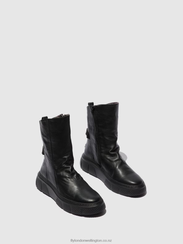 Women Fly London DUBLIN BLACK(BLACK SOLE) Zip Up Boots ESEN485 0B6X4325