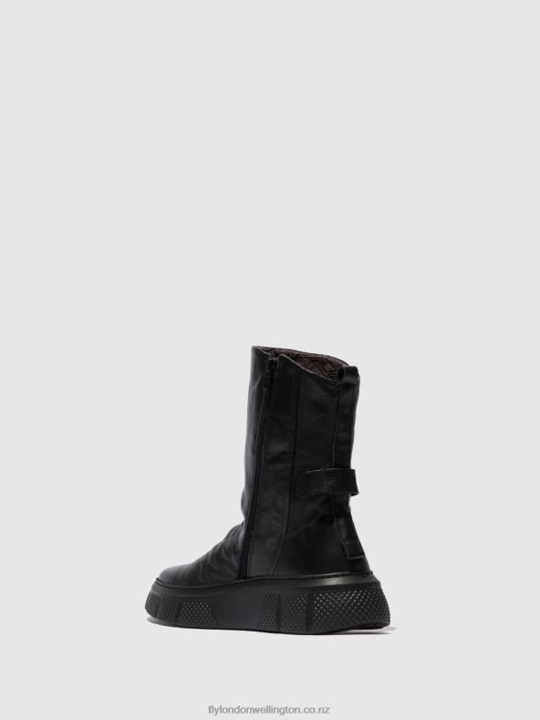 Women Fly London DUBLIN BLACK(BLACK SOLE) Zip Up Boots ESEN485 0B6X4325