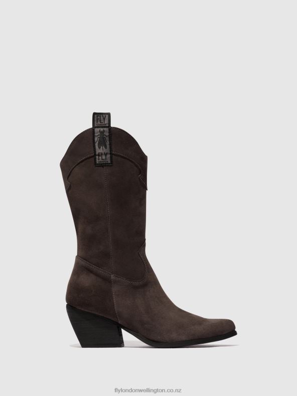 Women Fly London GREY Zip Up Boots TEKE906 0B6X4294