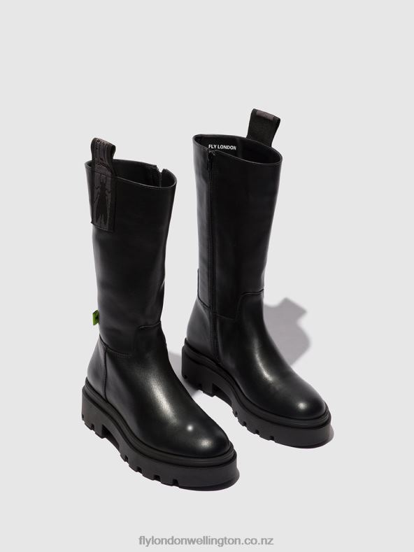 Women Fly London NAOMI BLACK Zip Up Boots JALO882 0B6X4310